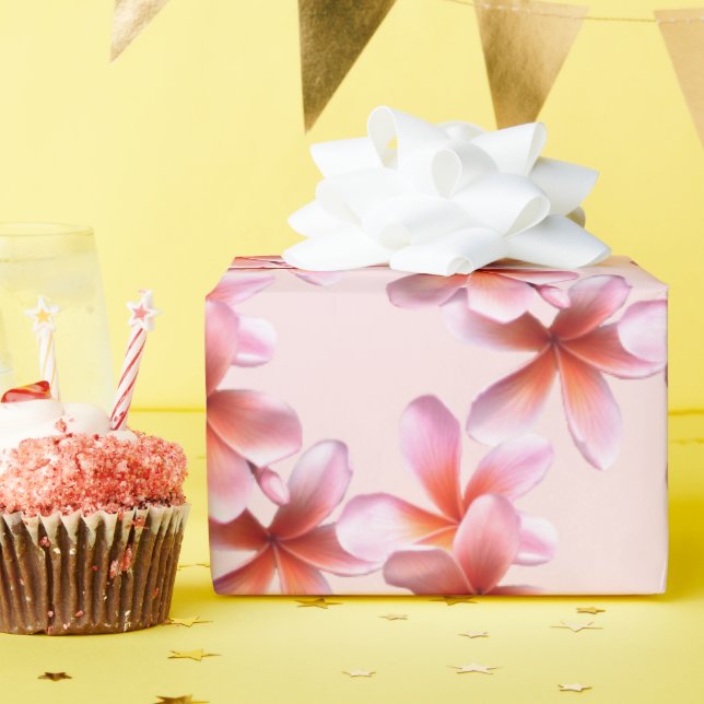Papier Cadeau Plumeria rose Frangipani Hawaii Design floral (Fête d'anniversaire)
