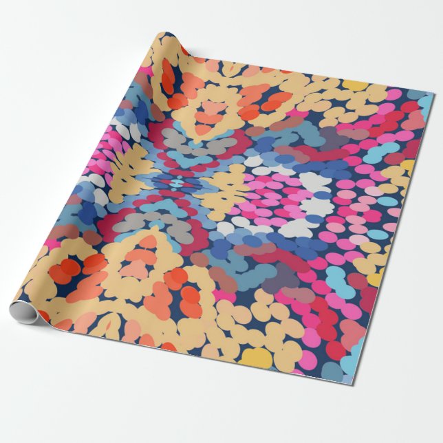 Papier Cadeau Plumeria tropicale Fleurs tachetées Motif de carre (Déroulé)