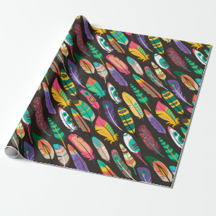 Papier Cadeau Plumes colorées
