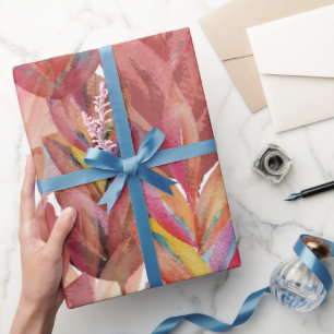 Papier Cadeau Plumes florales d'été exotiques Aquarelle Art