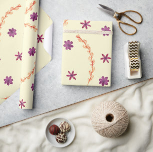 Papier Cadeau Plutôt Violet Floral Botanique Sexe Neutre