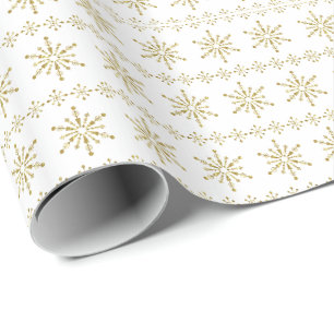 Papier Cadeau Pneus de Noël Abstraits Gold & White