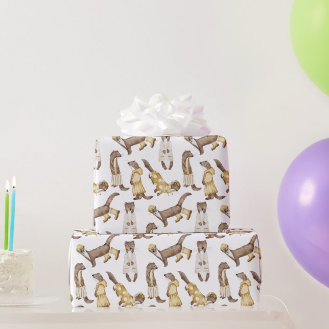 Papier Cadeau Poils doux et fantaisie, bottes en pluie, (Cadeaux de fête)