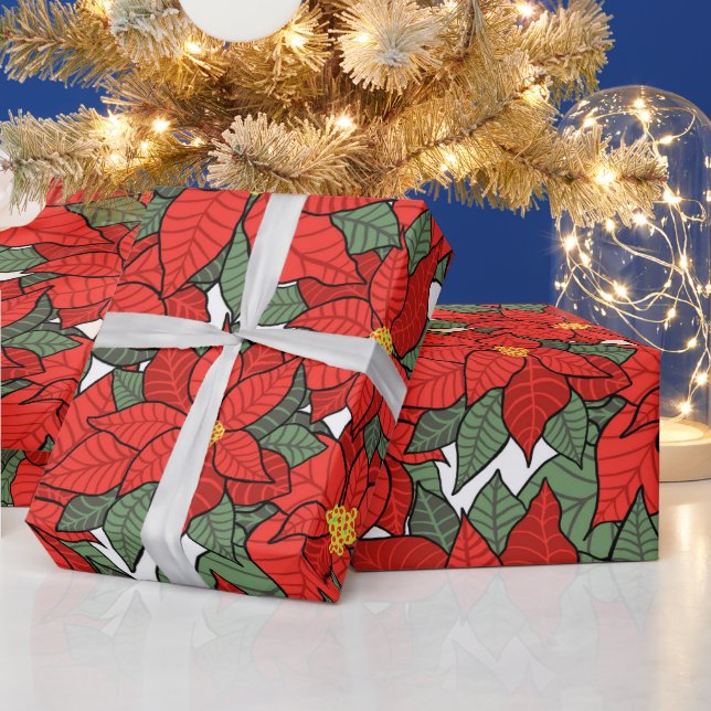 Papier Cadeau Poinsettia (Vacances)