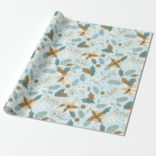 Papier Cadeau Poinsettia hiver Vacances papier d'enveloppement e