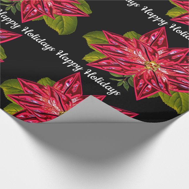 Papier Cadeau Poinsettia Jolie magie Noël victorien (Coin)