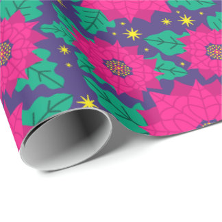 Papier Cadeau Poinsettia Neon