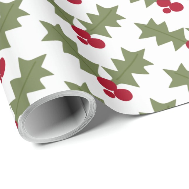 Papier Cadeau Poinsettias de Noël avec Blancs (Coin rond)