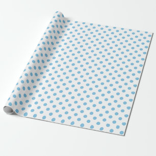 Papier Cadeau Point Polka bleu clair sur un espace blanc moyen