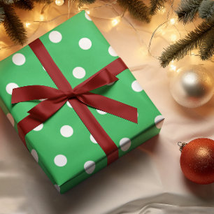 Papier Cadeau Point Polka vert