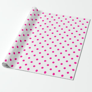 Papier Cadeau Point rose chaud de Polka sur un grand espace blan