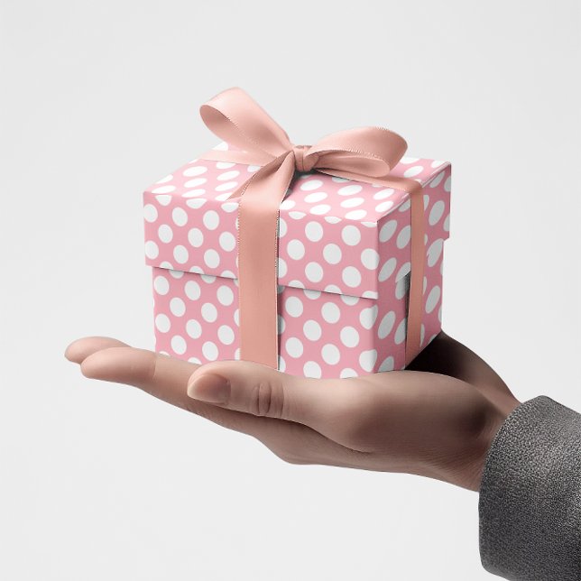 Papier Cadeau Pointe rose et blanche (Pink and White Polka Dot Wrapping Paper)