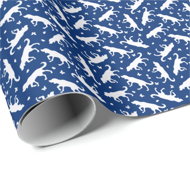 Papier Cadeau Pointers and Butterflies (Blue) Wrapping Paper (Coin rond)