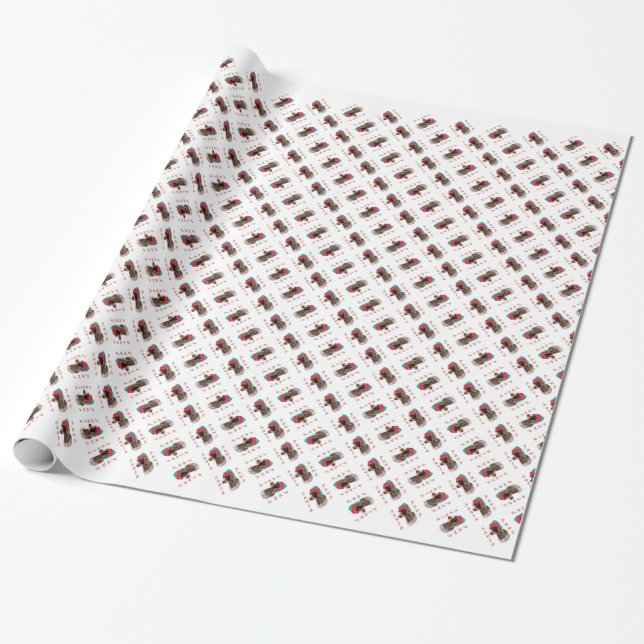 Papier Cadeau Pointeur À poils durs allemand Père Noël Paws (Déroulé)