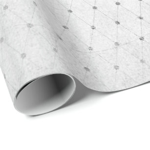 Papier Cadeau Points argentés monochromatiques Diamant gris net 