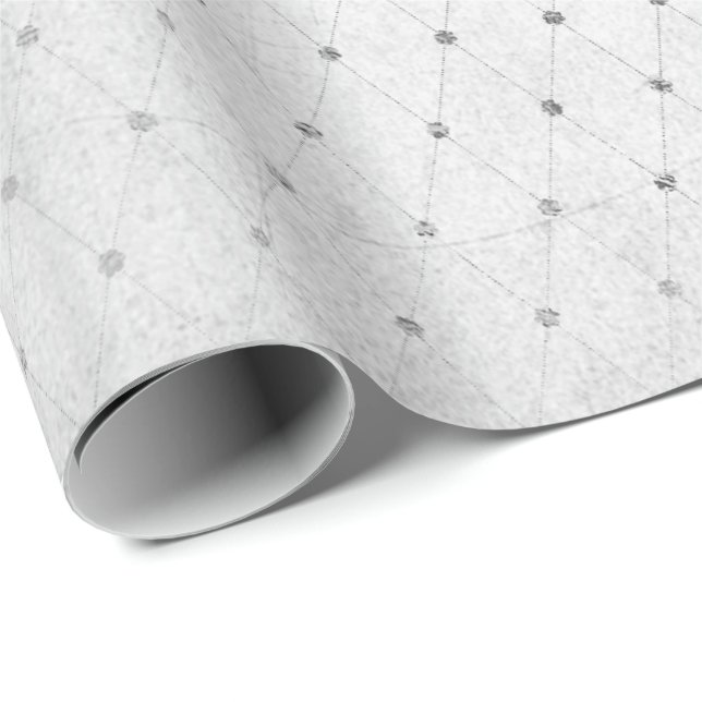 Papier Cadeau Points argentés monochromatiques Diamant gris net  (Coin rond)