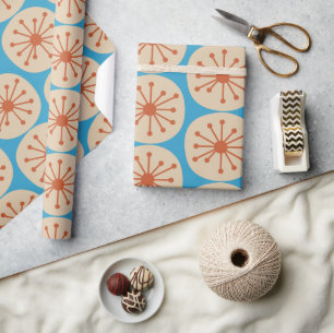 Papier Cadeau Points atomiques Rétro Motif moderne du milieu du