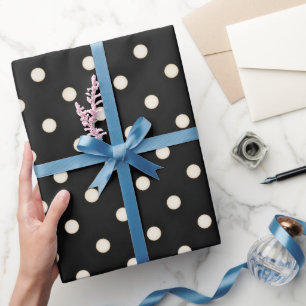 Papier Cadeau Points blancs antiques sur noir