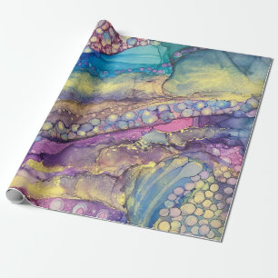 Papier Cadeau Points colorés Encre d'alcool Liquide Art Abstrai