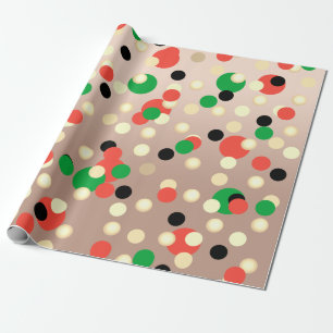 Papier Cadeau Points Confetti Motif de Noël colorés