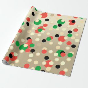 Papier Cadeau Points Confetti Motif de Noël colorés 