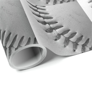 Papier Cadeau Points de baseball (noir et blanc)