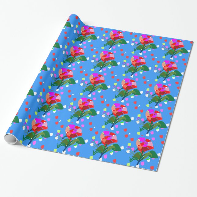 Papier Cadeau POINTS de FLEURS multi : Emballage heureux de (Déroulé)