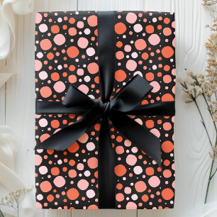 Papier Cadeau Points de Halloween en rose, orange et noir