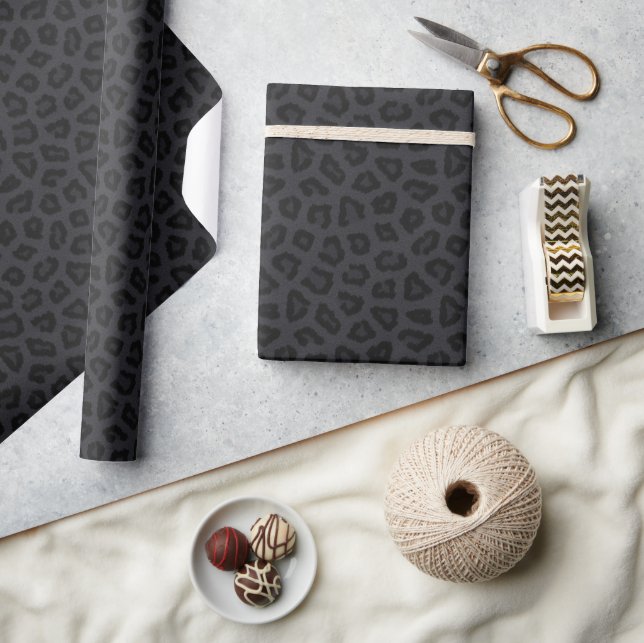Papier Cadeau Points de panthère noir (Artisanat)
