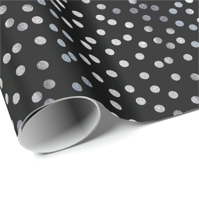 Papier Cadeau Points de ville de Parties scintillant en noir et  (Coin rond)