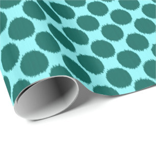 Papier Cadeau Points d'Ikat, turquoise et aqua géants de lumière