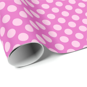 Papier Cadeau Points du milieu du siècle - rose et corail, fuchs