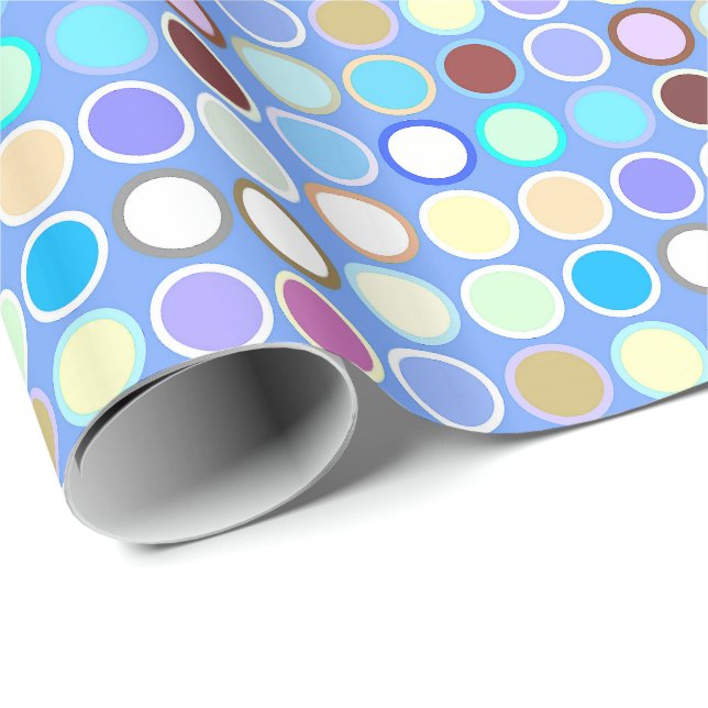 Papier Cadeau Points modernes du milieu du siècle - bleu ciel &  (Coin rond)