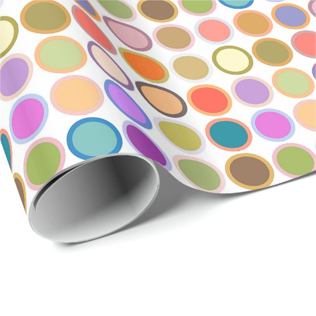 Papier Cadeau Points modernes du milieu du siècle, couleurs mult (Coin rond)