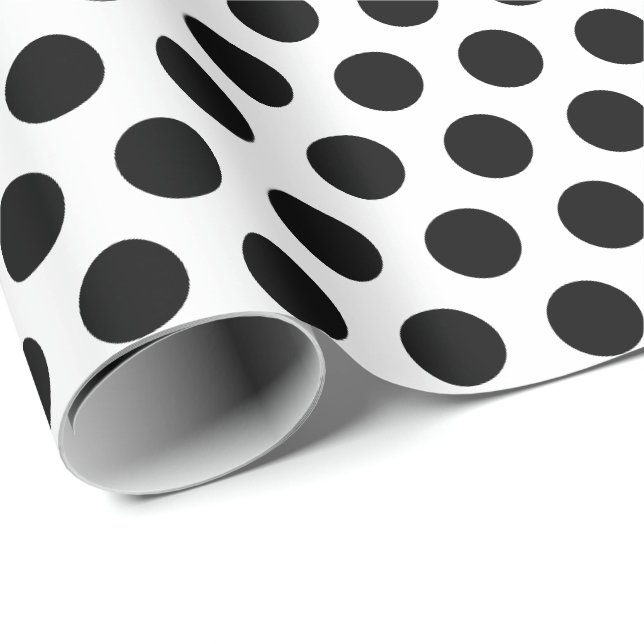 Papier Cadeau Points noirs blancs (Coin rond)