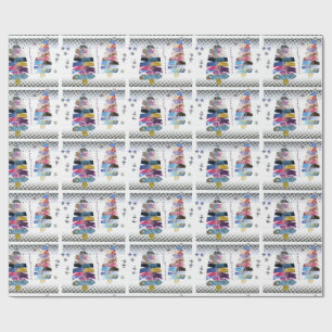 Papier Cadeau Points noirs blancs de papier japonais de Noël de