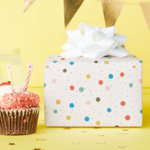 Papier Cadeau Points peints colorés et confettis
