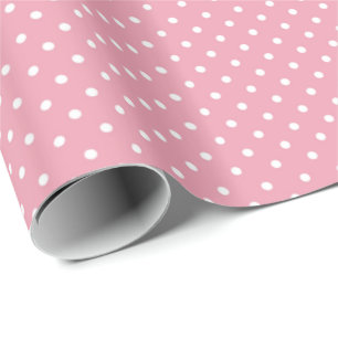 Papier Cadeau Points polka sur fond rose