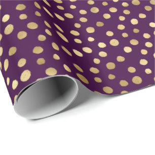 Papier Cadeau Points pourpres chics d'or