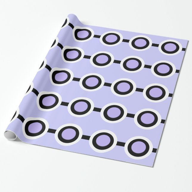 Papier Cadeau Points rétro, noir violet géométrique (Déroulé)