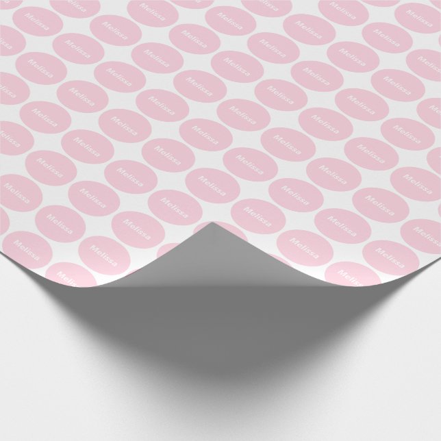 Papier Cadeau Points Rose Clair Motif Sur Blanc Avec Nom (Coin)