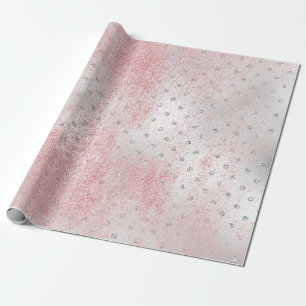 Papier Cadeau Points roses Blush Silver Grey Or Beauté Rose