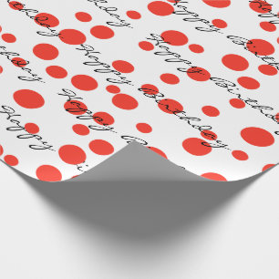Papier Cadeau Points Rouges Anniversaires Sur Blanc