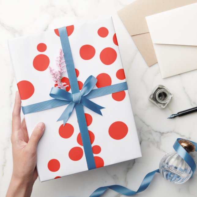 Papier Cadeau Points rouges sur blanc (Cadeaux)