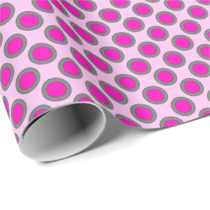 Papier Cadeau Points tournés, fuchsia, gris et rose