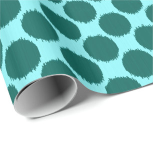 Papier Cadeau Points, turquoise et aqua géants d'Ikat