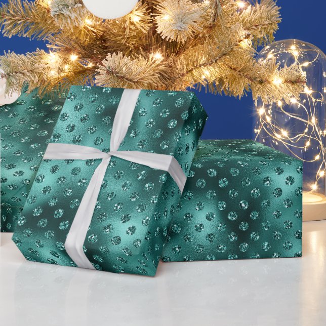 Papier Cadeau Points verts de Parties scintillant de Noël (Vacances)