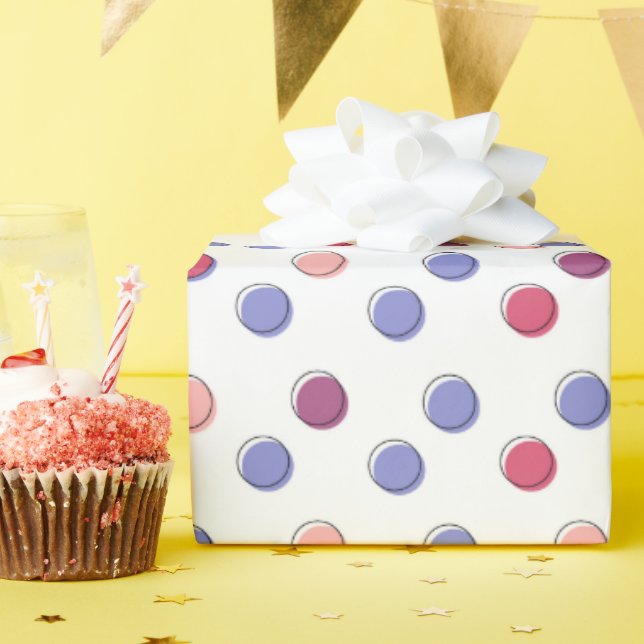 Papier Cadeau Points violets et roses (Fête d'anniversaire)