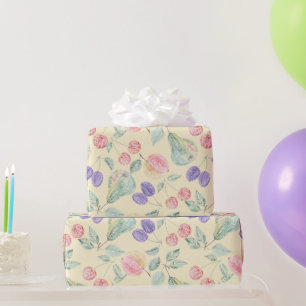 Papier Cadeau Poire, Pomme, cerise, prune, mélange de fruits, de