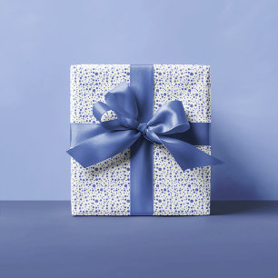 Papier Cadeau Pois aléatoires bleus violet sur blanc